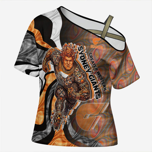 Personalised Greater Western Sydney Giants Cross Shoulder Shirt Trippy Psychedelic Abstract Art Mascot Football Fans