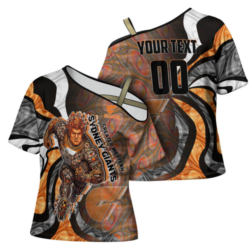 Personalised Greater Western Sydney Giants Cross Shoulder Shirt Trippy Psychedelic Abstract Art Mascot Football Fans