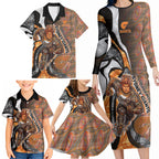 Personalised Greater Western Sydney Giants Family Matching Long Sleeve Bodycon Dress and Hawaiian Shirt Trippy Psychedelic Abstract Art Mascot Football Fans