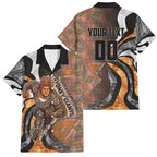 Personalised Greater Western Sydney Giants Family Matching Off Shoulder Maxi Dress and Hawaiian Shirt Trippy Psychedelic Abstract Art Mascot Football Fans