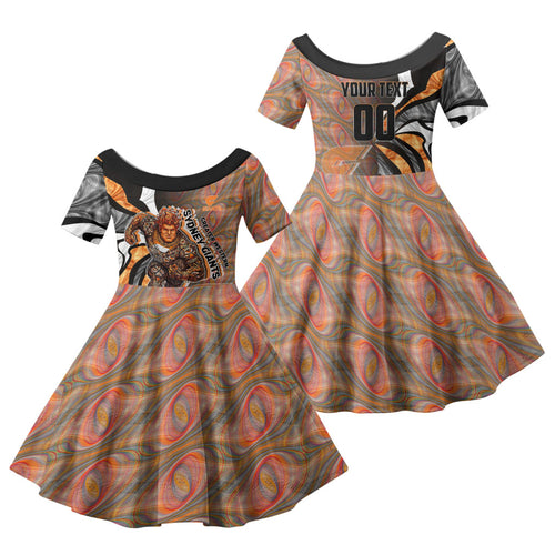 Personalised Greater Western Sydney Giants Family Matching Off Shoulder Maxi Dress and Hawaiian Shirt Trippy Psychedelic Abstract Art Mascot Football Fans