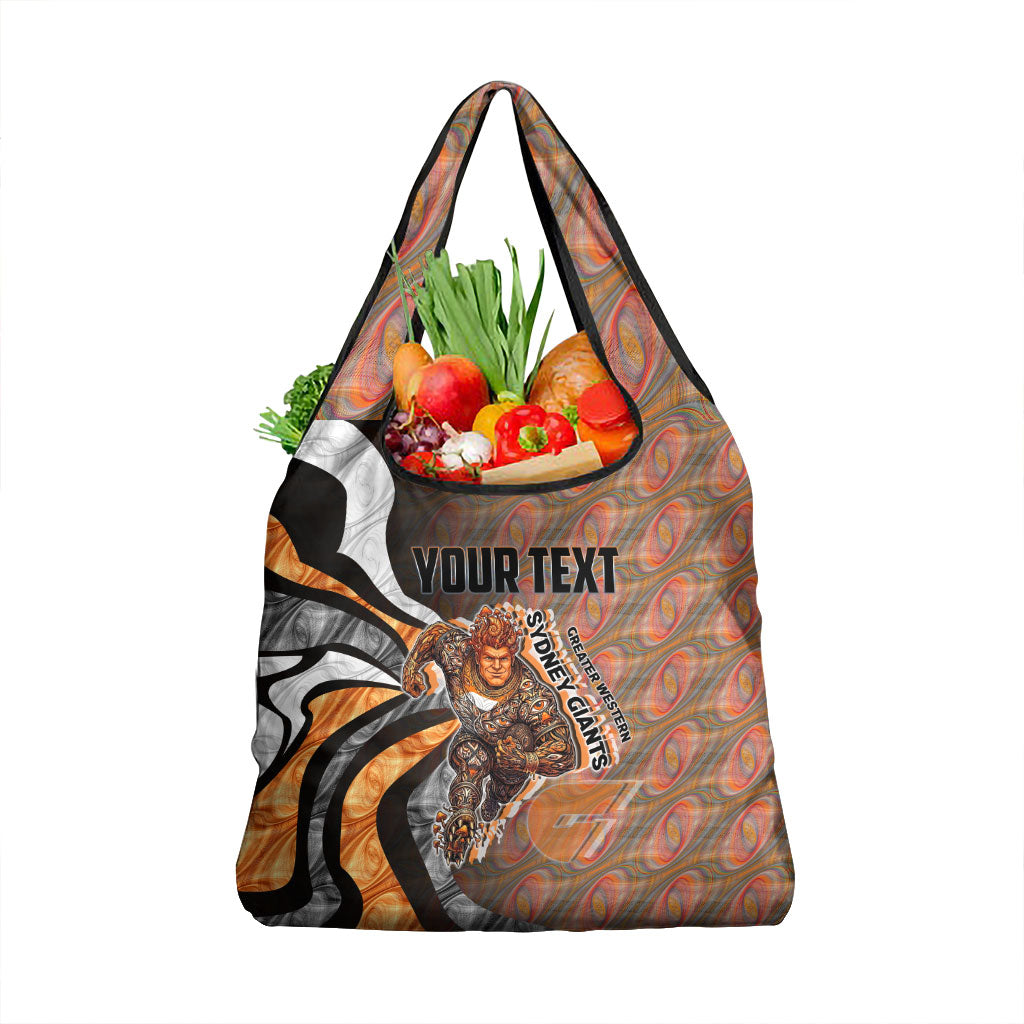 Personalised Greater Western Sydney Giants Grocery Bag Trippy Psychedelic Abstract Art Mascot Football Fans