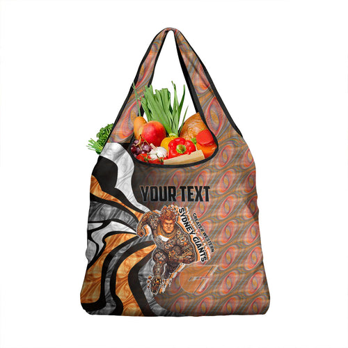 Personalised Greater Western Sydney Giants Grocery Bag Trippy Psychedelic Abstract Art Mascot Football Fans