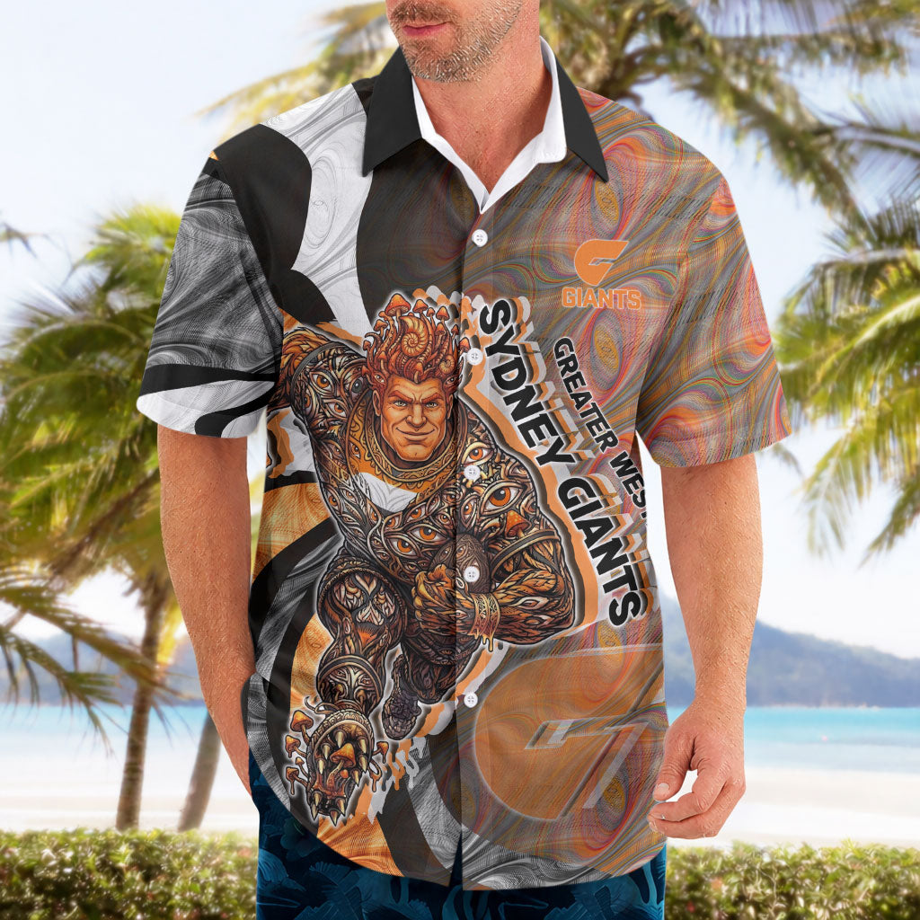 Personalised Greater Western Sydney Giants Hawaiian Shirt Trippy Psychedelic Abstract Art Mascot Football Fans