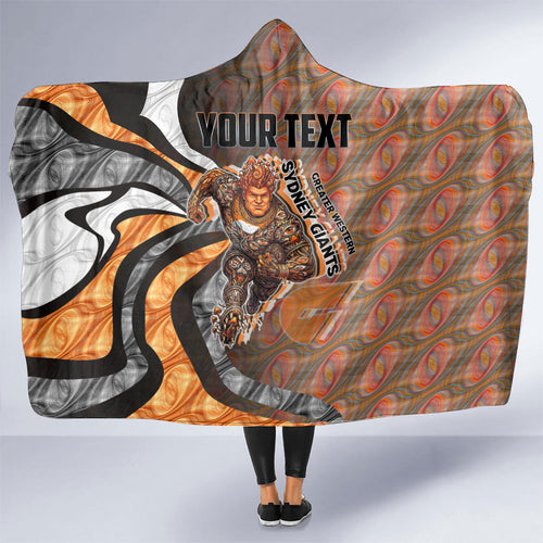 Personalised Greater Western Sydney Giants Hooded Blanket Trippy Psychedelic Abstract Art Mascot Football Fans