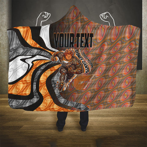 Personalised Greater Western Sydney Giants Hooded Blanket Trippy Psychedelic Abstract Art Mascot Football Fans