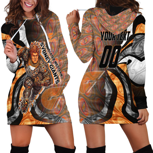 Personalised Greater Western Sydney Giants Hoodie Dress Trippy Psychedelic Abstract Art Mascot Football Fans