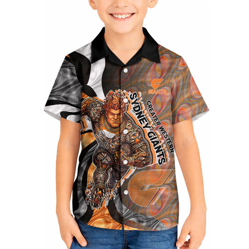 Personalised Greater Western Sydney Giants Kid Hawaiian Shirt Trippy Psychedelic Abstract Art Mascot Football Fans