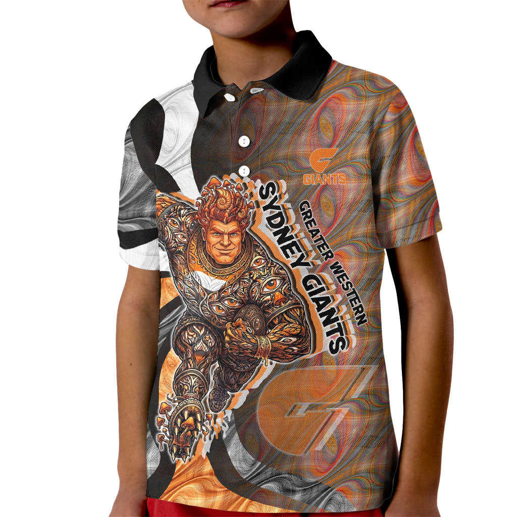 Personalised Greater Western Sydney Giants Kid Polo Shirt Trippy Psychedelic Abstract Art Mascot Football Fans