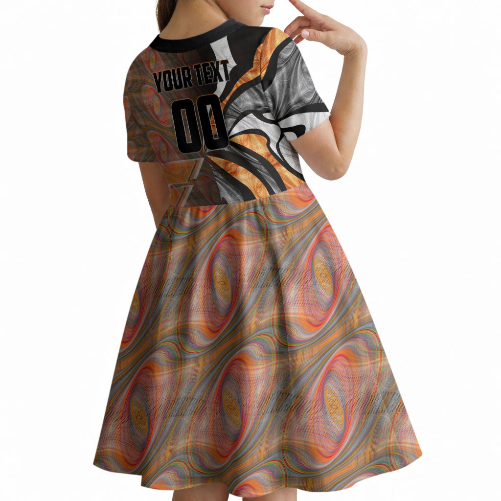 Personalised Greater Western Sydney Giants Kid Short Sleeve Dress Trippy Psychedelic Abstract Art Mascot Football Fans