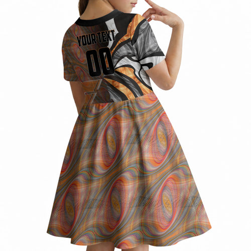 Personalised Greater Western Sydney Giants Kid Short Sleeve Dress Trippy Psychedelic Abstract Art Mascot Football Fans