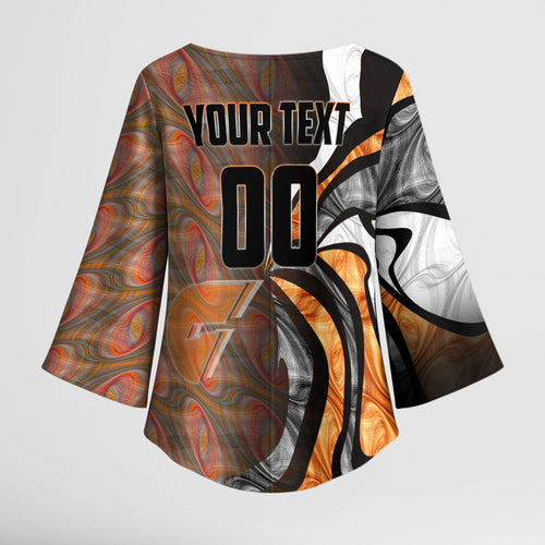 Personalised Greater Western Sydney Giants Kimono Sleeve Blouse Trippy Psychedelic Abstract Art Mascot Football Fans