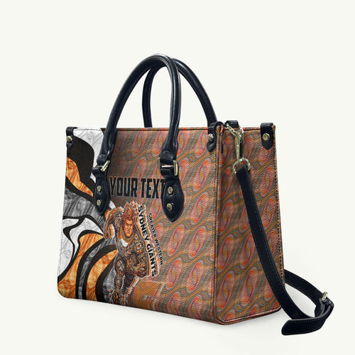 Personalised Greater Western Sydney Giants Leather Bag Trippy Psychedelic Abstract Art Mascot Football Fans