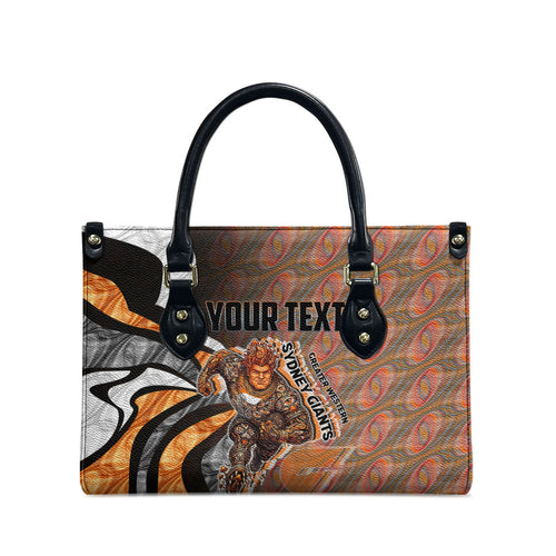 Personalised Greater Western Sydney Giants Leather Bag Trippy Psychedelic Abstract Art Mascot Football Fans
