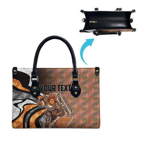 Personalised Greater Western Sydney Giants Leather Bag Trippy Psychedelic Abstract Art Mascot Football Fans