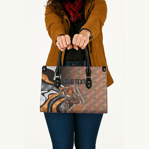 Personalised Greater Western Sydney Giants Leather Bag Trippy Psychedelic Abstract Art Mascot Football Fans