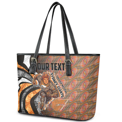 Personalised Greater Western Sydney Giants Leather Tote Bag Trippy Psychedelic Abstract Art Mascot Football Fans