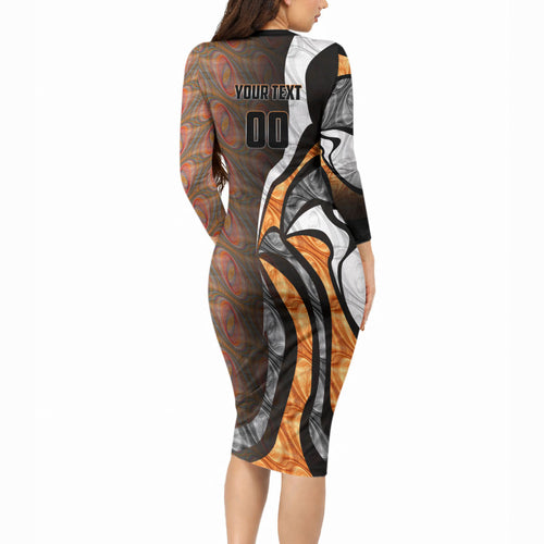 Personalised Greater Western Sydney Giants Long Sleeve Bodycon Dress Trippy Psychedelic Abstract Art Mascot Football Fans