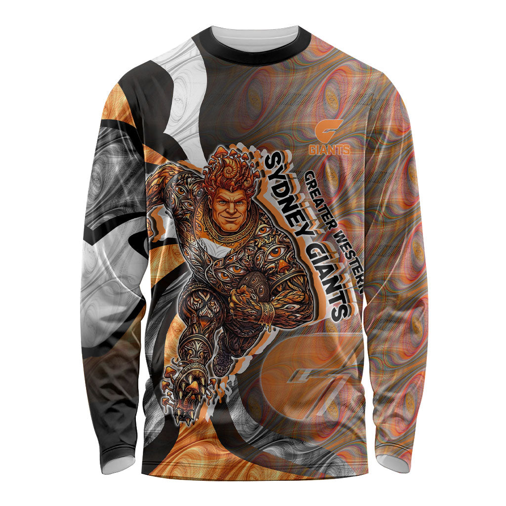 Personalised Greater Western Sydney Giants Long Sleeve Shirt Trippy Psychedelic Abstract Art Mascot Football Fans