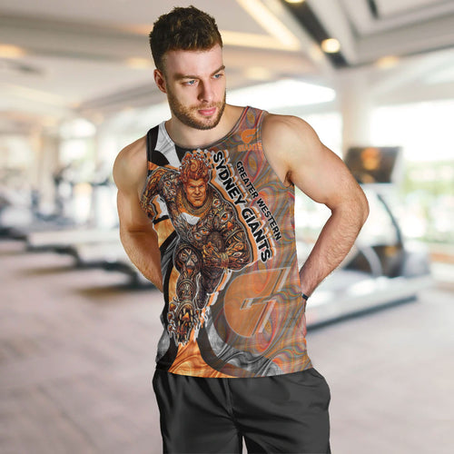 Personalised Greater Western Sydney Giants Men Tank Top Trippy Psychedelic Abstract Art Mascot Football Fans