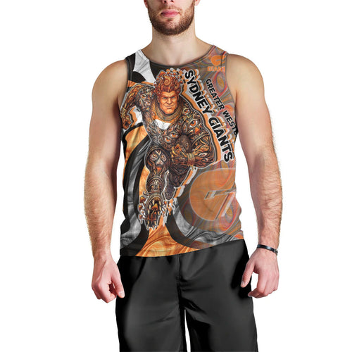 Personalised Greater Western Sydney Giants Men Tank Top Trippy Psychedelic Abstract Art Mascot Football Fans