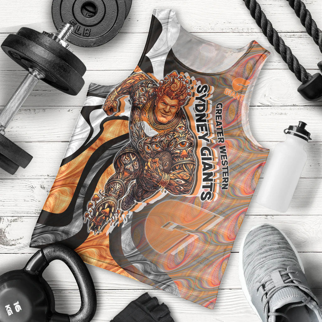 Personalised Greater Western Sydney Giants Men Tank Top Trippy Psychedelic Abstract Art Mascot Football Fans