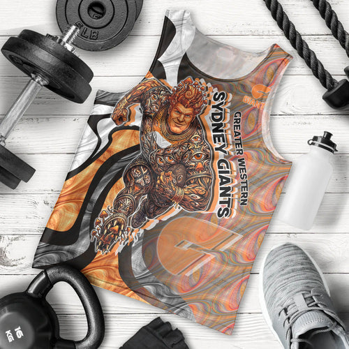 Personalised Greater Western Sydney Giants Men Tank Top Trippy Psychedelic Abstract Art Mascot Football Fans