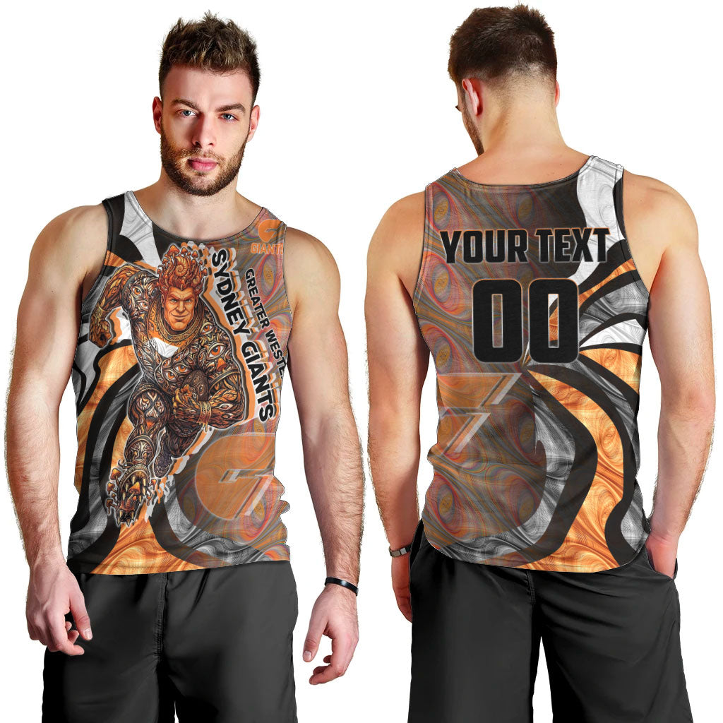 Personalised Greater Western Sydney Giants Men Tank Top Trippy Psychedelic Abstract Art Mascot Football Fans