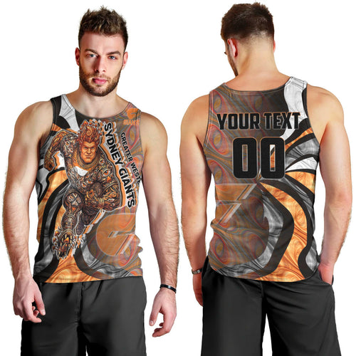Personalised Greater Western Sydney Giants Men Tank Top Trippy Psychedelic Abstract Art Mascot Football Fans