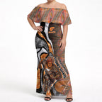 Personalised Greater Western Sydney Giants Off Shoulder Maxi Dress Trippy Psychedelic Abstract Art Mascot Football Fans