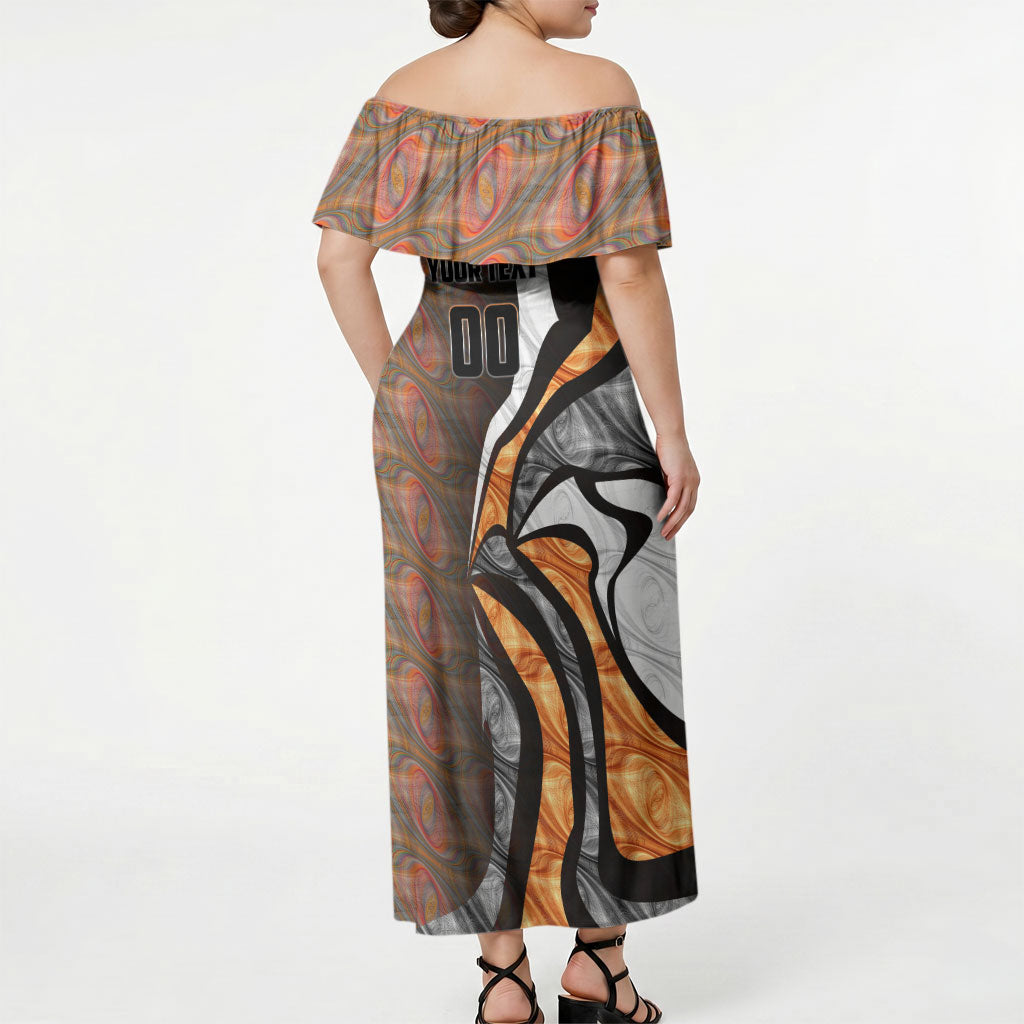 Personalised Greater Western Sydney Giants Off Shoulder Maxi Dress Trippy Psychedelic Abstract Art Mascot Football Fans
