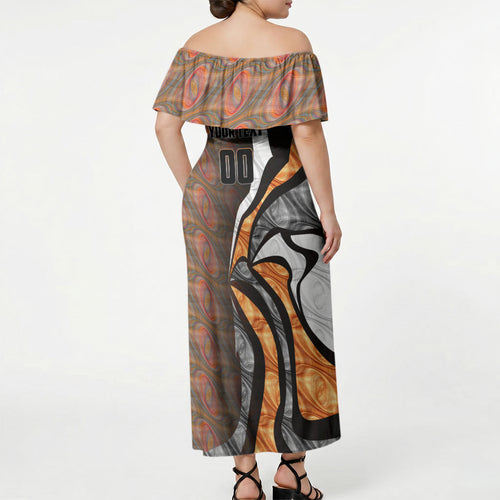 Personalised Greater Western Sydney Giants Off Shoulder Maxi Dress Trippy Psychedelic Abstract Art Mascot Football Fans