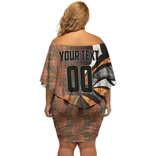 Personalised Greater Western Sydney Giants Off Shoulder Short Dress Trippy Psychedelic Abstract Art Mascot Football Fans