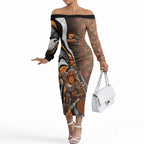 Personalised Greater Western Sydney Giants Off The Shoulder Long Sleeve Dress Trippy Psychedelic Abstract Art Mascot Football Fans