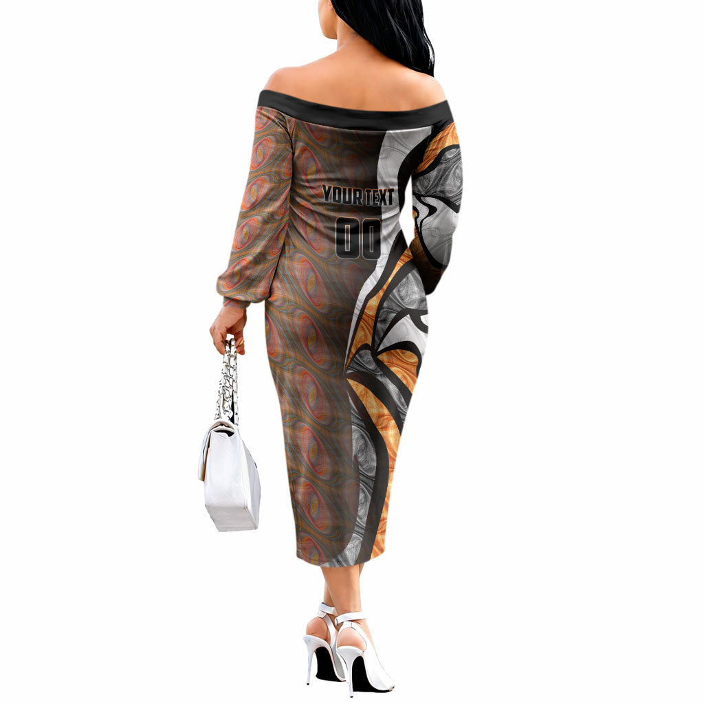 Personalised Greater Western Sydney Giants Off The Shoulder Long Sleeve Dress Trippy Psychedelic Abstract Art Mascot Football Fans