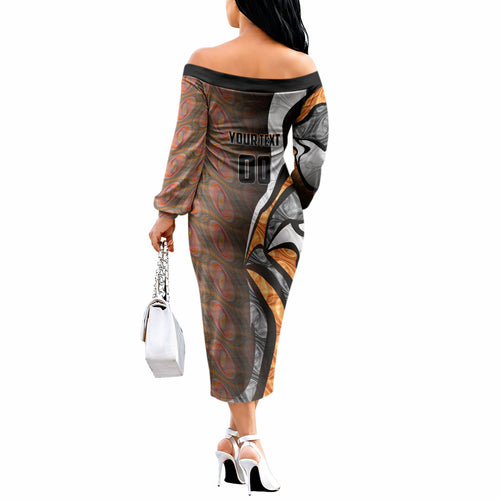 Personalised Greater Western Sydney Giants Off The Shoulder Long Sleeve Dress Trippy Psychedelic Abstract Art Mascot Football Fans