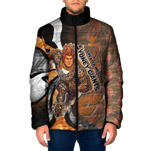 Personalised Greater Western Sydney Giants Padded Jacket Trippy Psychedelic Abstract Art Mascot Football Fans