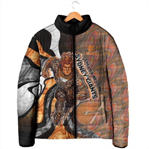 Personalised Greater Western Sydney Giants Padded Jacket Trippy Psychedelic Abstract Art Mascot Football Fans