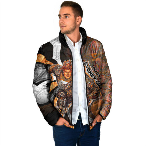 Personalised Greater Western Sydney Giants Padded Jacket Trippy Psychedelic Abstract Art Mascot Football Fans