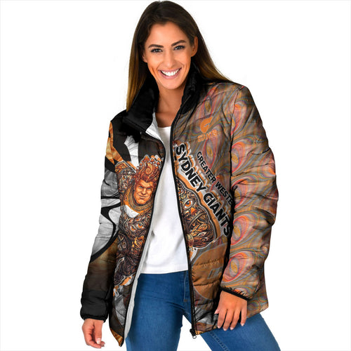 Personalised Greater Western Sydney Giants Padded Jacket Trippy Psychedelic Abstract Art Mascot Football Fans
