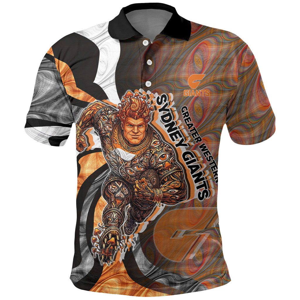 Personalised Greater Western Sydney Giants Polo Shirt Trippy Psychedelic Abstract Art Mascot Football Fans