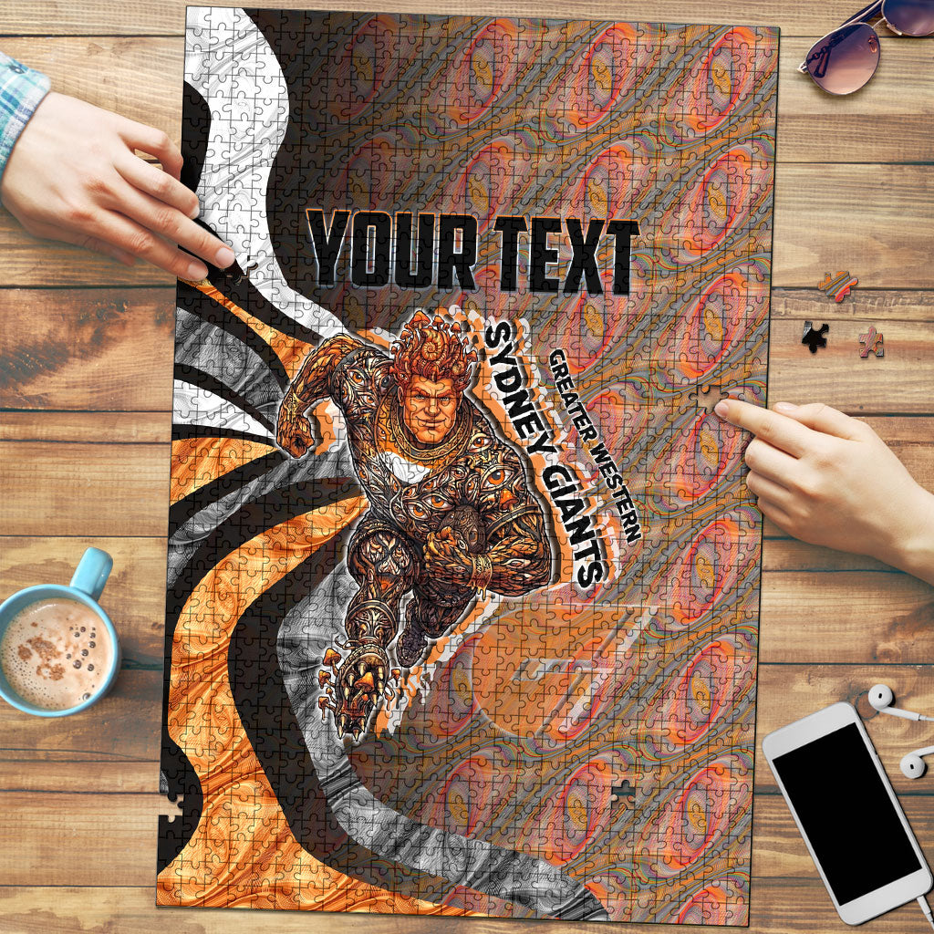 Personalised Greater Western Sydney Giants Puzzle Trippy Psychedelic Abstract Art Mascot Football Fans