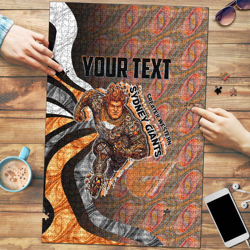 Personalised Greater Western Sydney Giants Puzzle Trippy Psychedelic Abstract Art Mascot Football Fans