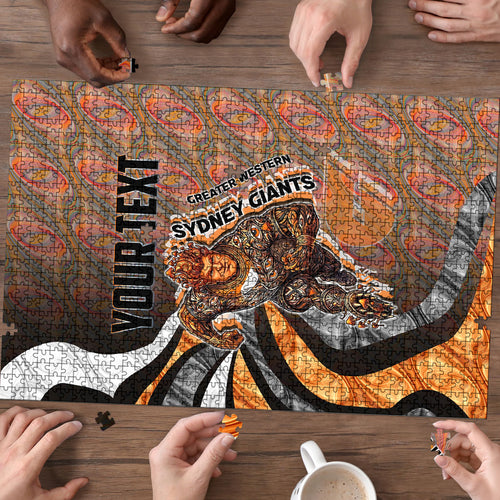 Personalised Greater Western Sydney Giants Puzzle Trippy Psychedelic Abstract Art Mascot Football Fans