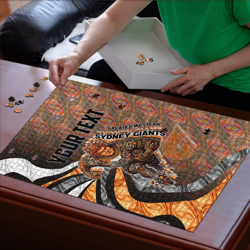 Personalised Greater Western Sydney Giants Puzzle Trippy Psychedelic Abstract Art Mascot Football Fans