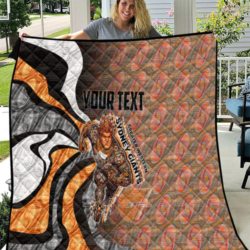 Personalised Greater Western Sydney Giants Quilt Trippy Psychedelic Abstract Art Mascot Football Fans