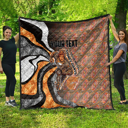 Personalised Greater Western Sydney Giants Quilt Trippy Psychedelic Abstract Art Mascot Football Fans