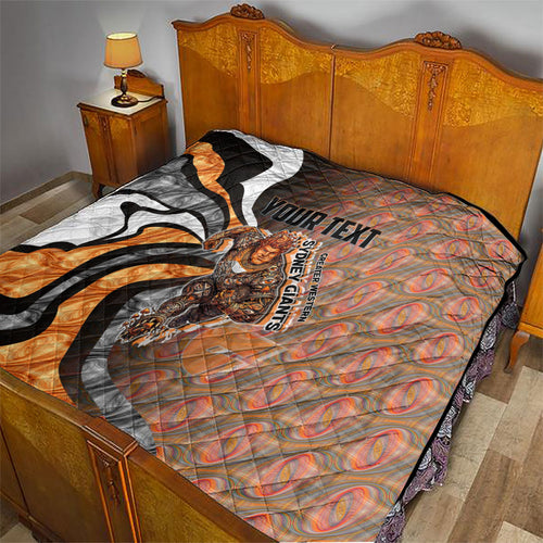 Personalised Greater Western Sydney Giants Quilt Trippy Psychedelic Abstract Art Mascot Football Fans