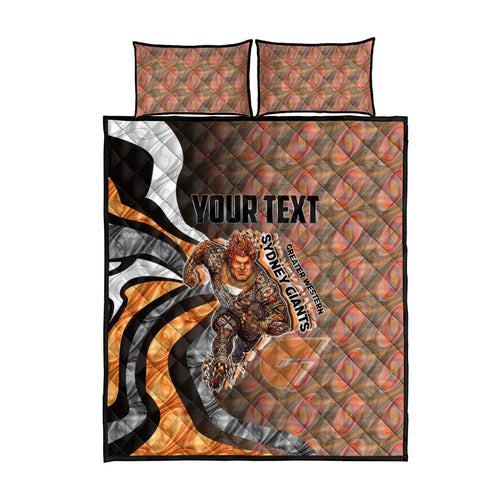 Personalised Greater Western Sydney Giants Quilt Bed Set Trippy Psychedelic Abstract Art Mascot Football Fans