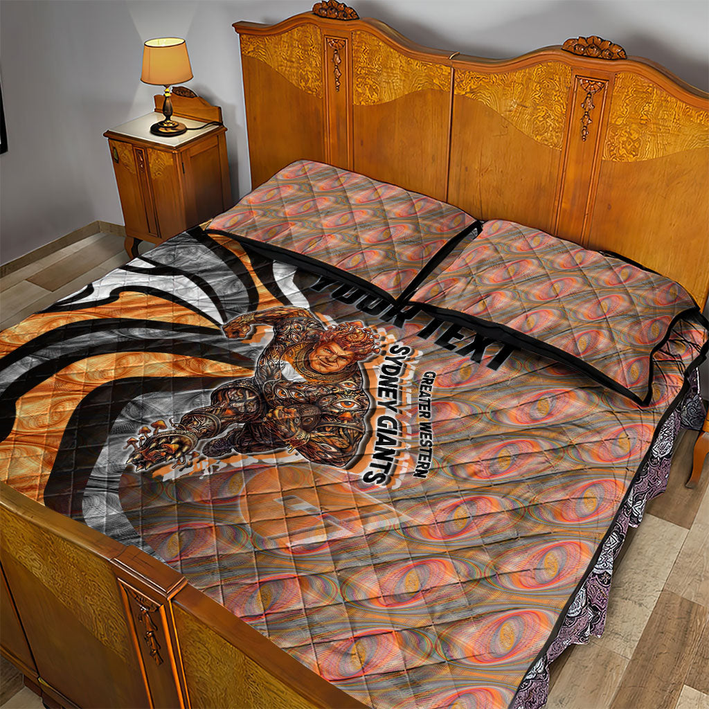 Personalised Greater Western Sydney Giants Quilt Bed Set Trippy Psychedelic Abstract Art Mascot Football Fans